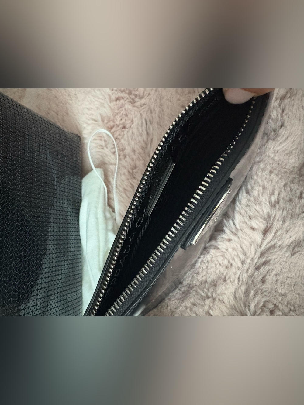 Prada Sequin Rete Paillettes Small Tote Bag Black - Picture 5 of 11